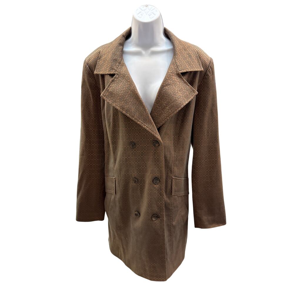 Ellen Tracy women XL double breast tweed mid length coat belted - Picture 2 of 5